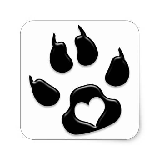 Digital image of a cat paw print with a heart