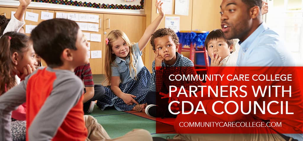 CDA Credential. Kids are sitting in a circle with an adult in an activity
