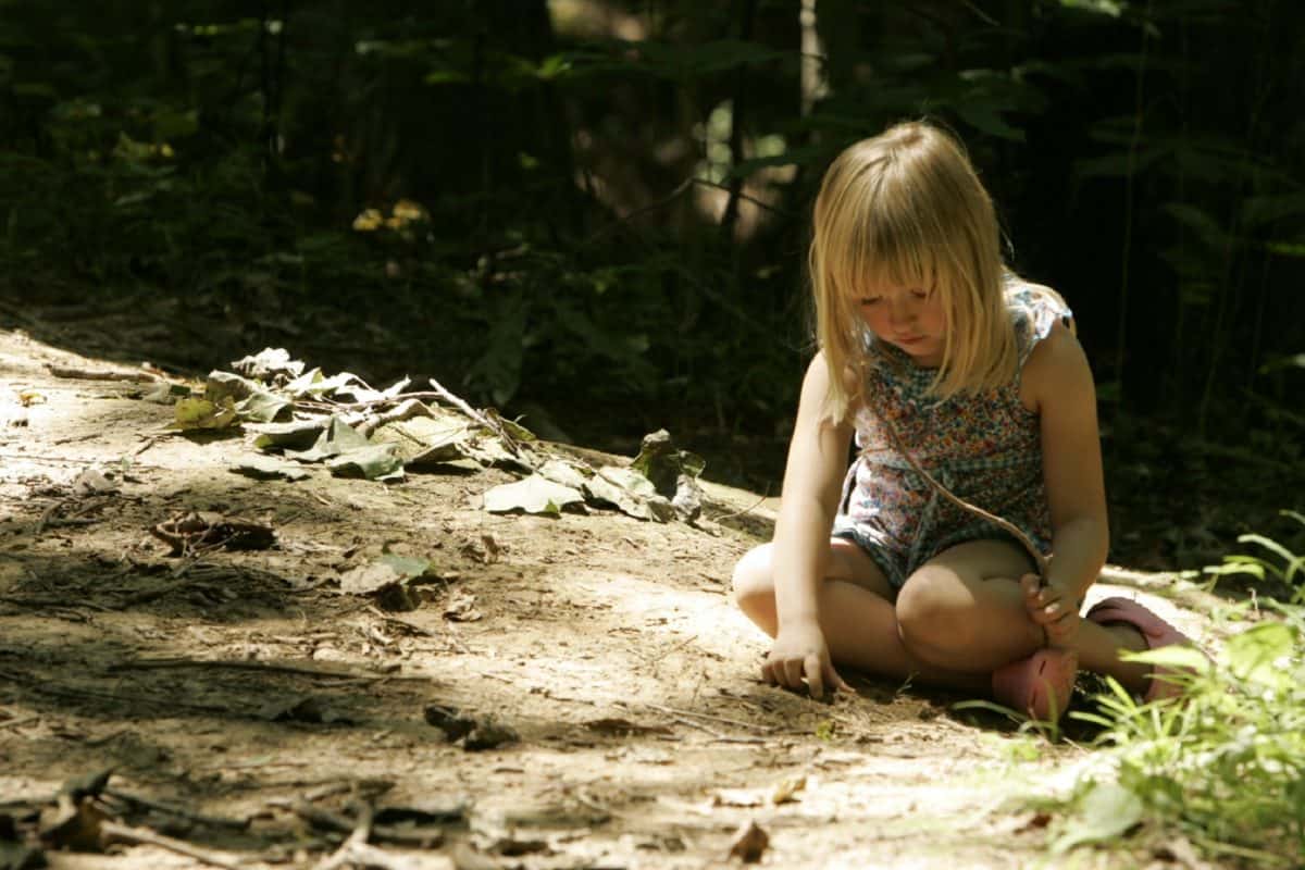 A child is playing in a playground